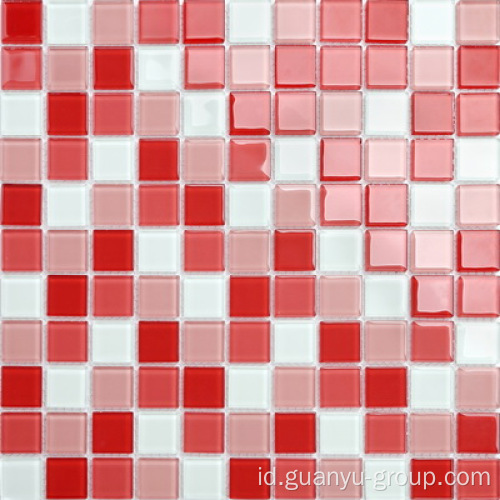 Indah warna pink 4mm kaca mosaik